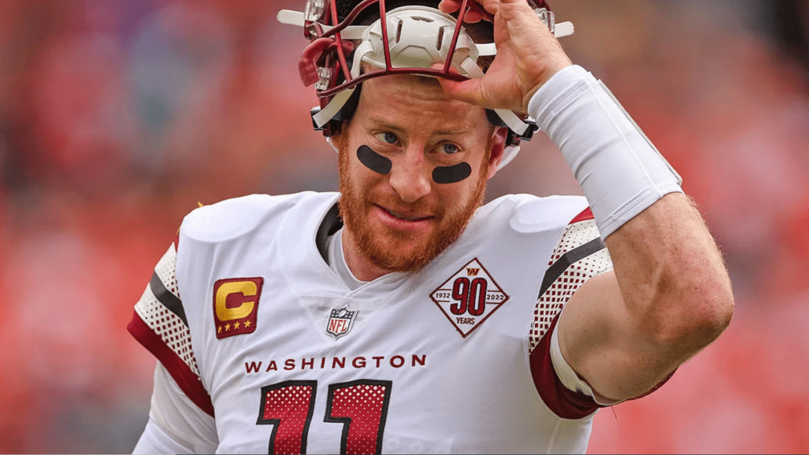 First look: Washington Commanders quarterback Carson Wentz in Commanders  uniform wearing No. 11