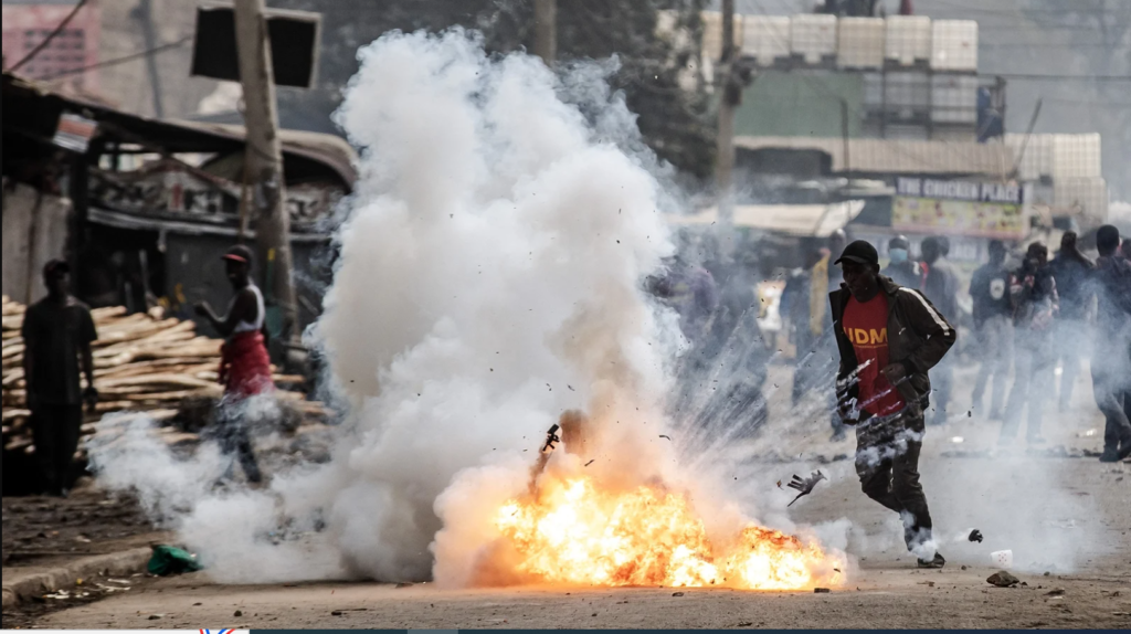 An image of protests in Kenya: At least five people were shot dead and 30 others injured in separate places in the anti government protests in the country on Wednesday..