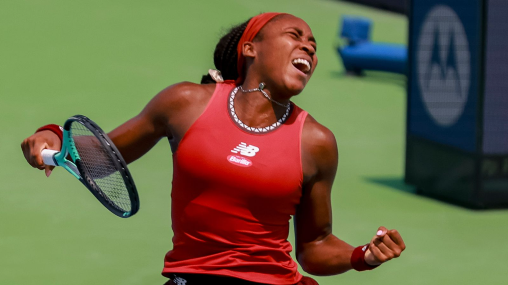 An image of Coco Gauff celebrating victory: Coco Gauff Triumphs At US Open With Extraordinary Inspiration From Justin Bieber