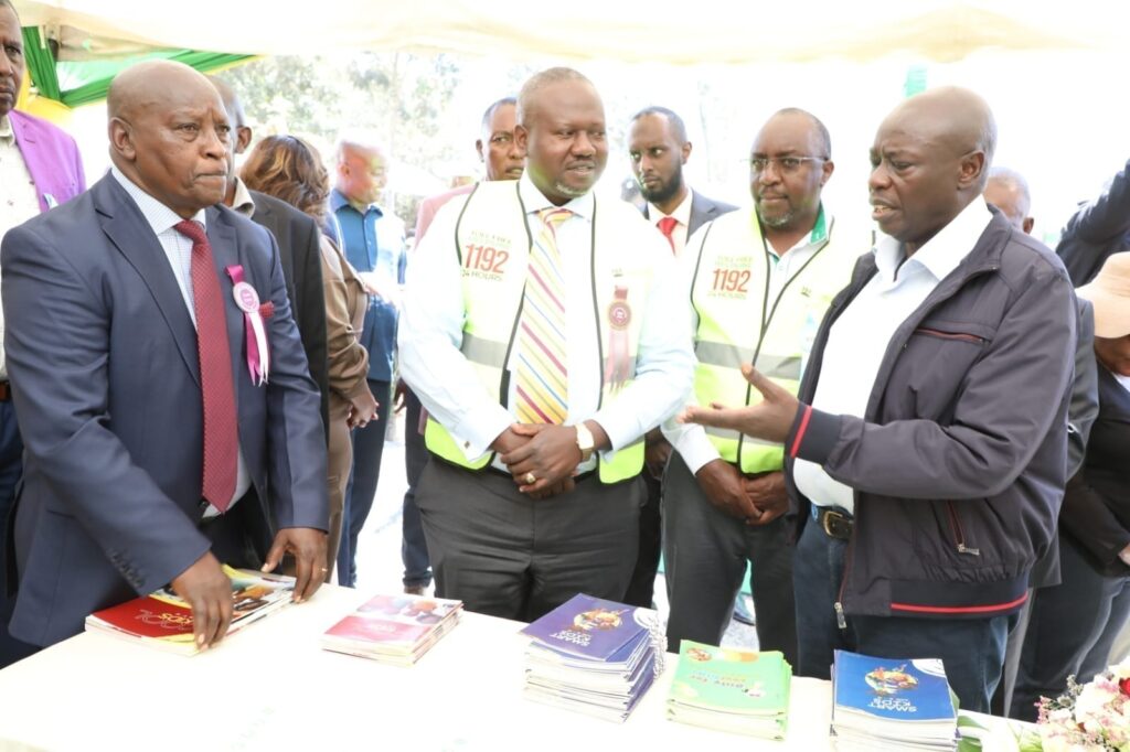 The Deputy President accompanied by the Nyeri Governor at the NACADA ASK Nyeri show stand. CEO Anthony Omerikwa at the center