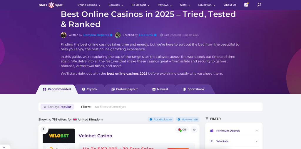 Trustworthy online casino review sites