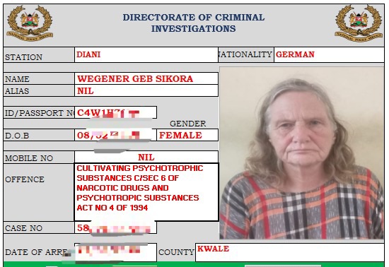 Two Germans among three arrested for cultivating marijuana in Diani