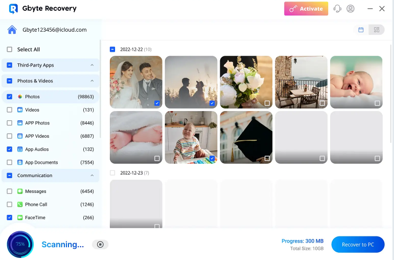 Preview the results and pick the images you want back.