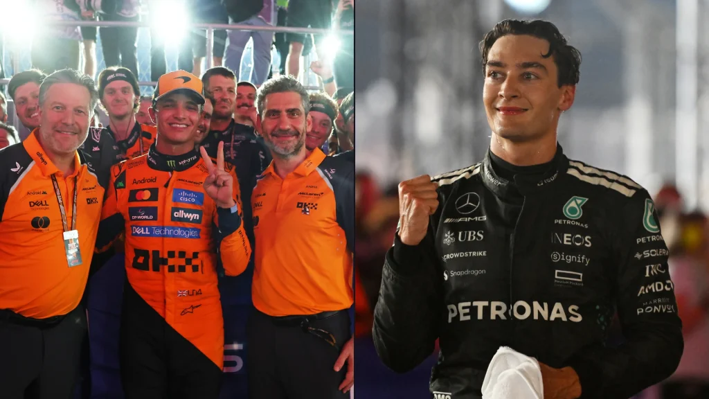 Russell storms to victory in Singapore as McLaren seal teams’ championship amid Norris/Piastri clash