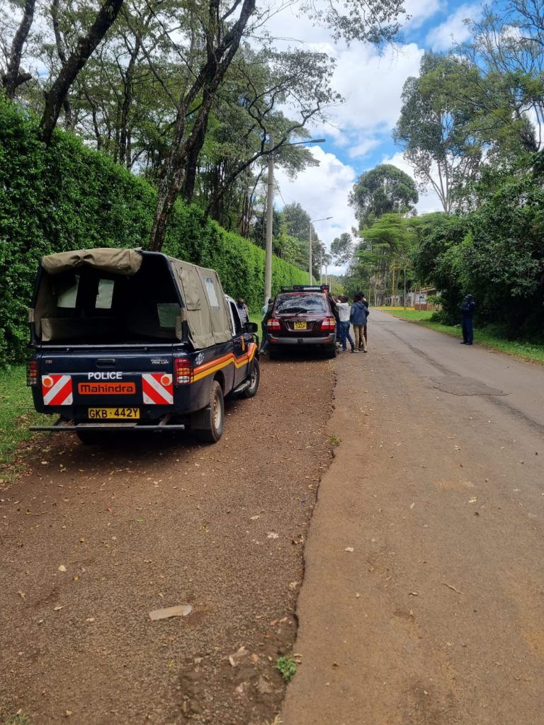 Tuju missing after suspected abduction in Karen, Nairobi Police at the scene where the car was abandoned