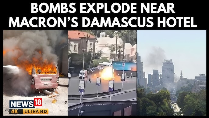 Explosions injure 18 in Damascus during Macron’s visit Explosions injure 18 in Damascus during Macron's visit
