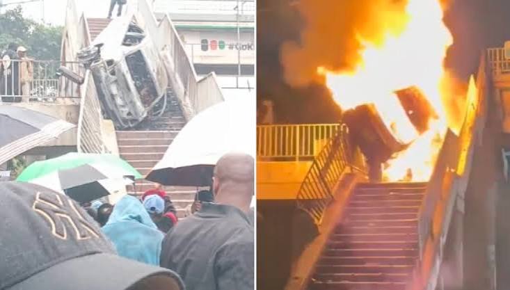 Three killed after BMW crashes into footbridge, bursts into flames on Nairobi’s Raila Odinga Road hree killed after BMW crashes into footbridge, bursts into flames on Nairobi’s Raila Odinga Road