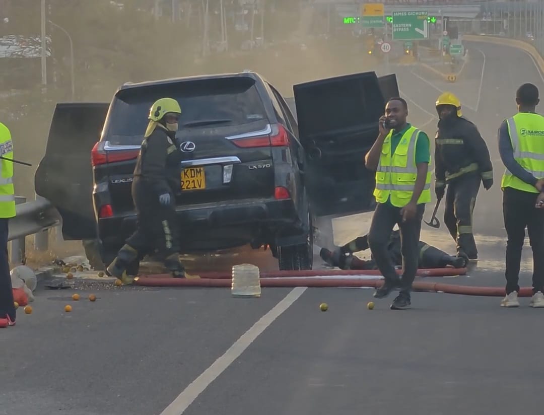Nairobi Expressway Inferno Destroys Lexus Near JKIA