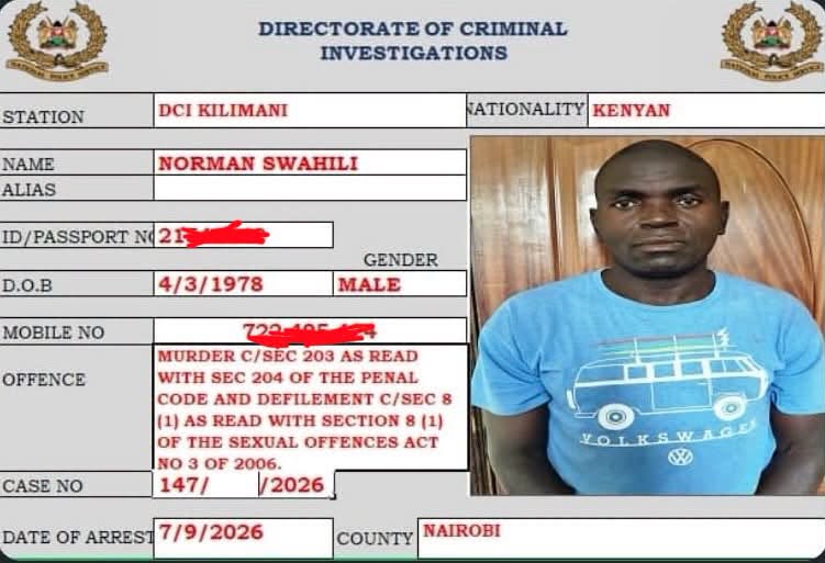 Father Arrested After Nine-Year-Old Daughter Dies Following Alleged Sexual and Physical Assault in Kibra