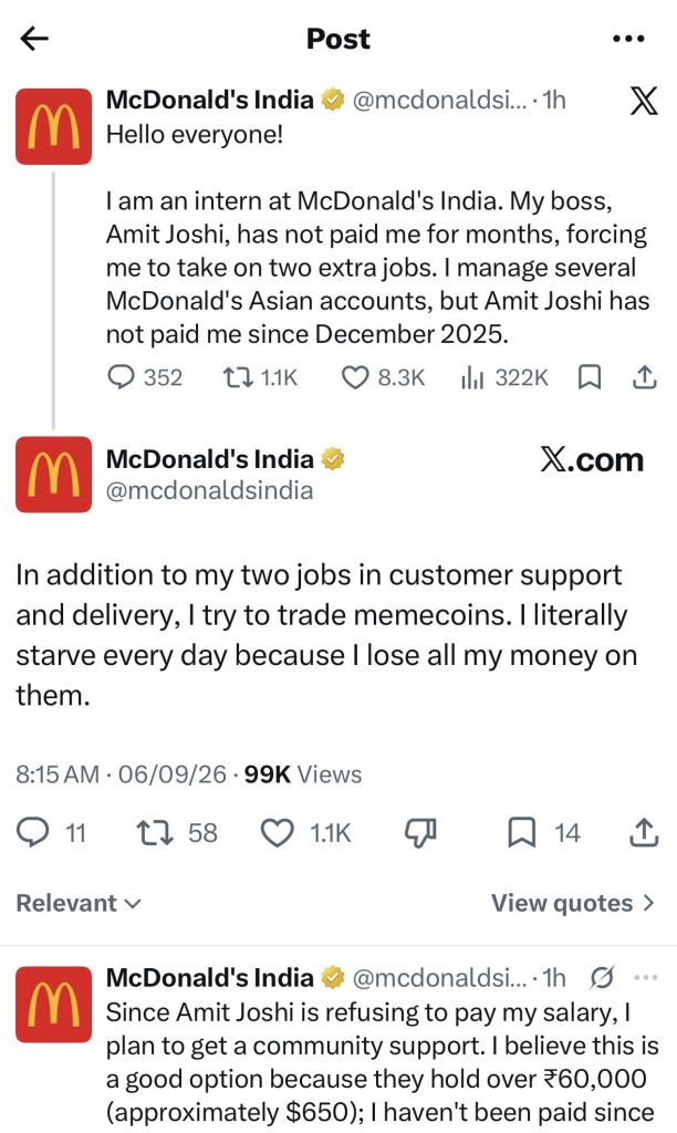 McDonald’s India X Account Hack: Unpaid Intern Posts Explained McDonald's India X Account Hack: Unpaid Intern Posts Explained