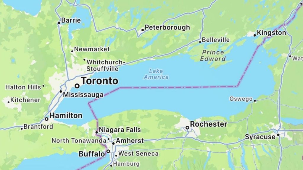 Apple Maps renames Lake Ontario as Lake America after Trump order