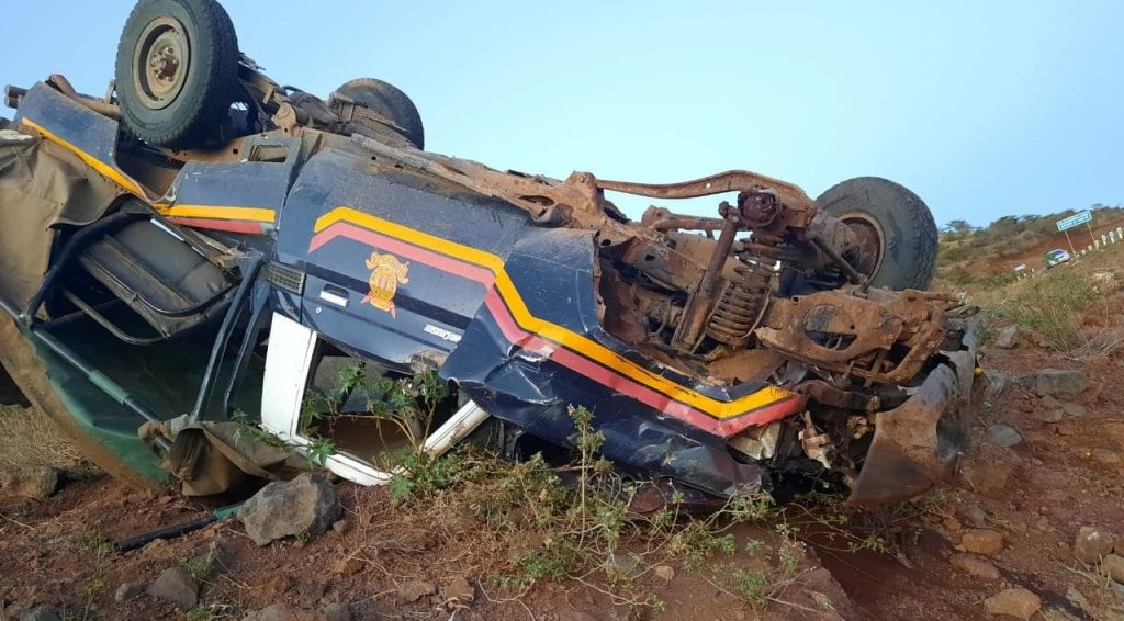 Cop killed, nine injured in patrol vehicle rollover along Meru-Nanyuki Road