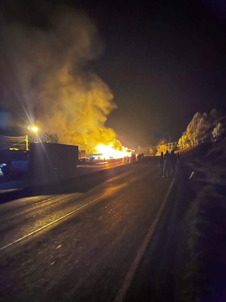 Fuel tanker explodes at Sachangwan, Nakuru-Eldoret Highway closed Fuel tanker explodes at Sachangwan, Nakuru-Eldoret Highway closed